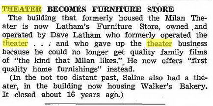 Milan Cinema (Milan Theatre) - Saline Reporter Nov 13 1969 Report On Closing (newer photo)